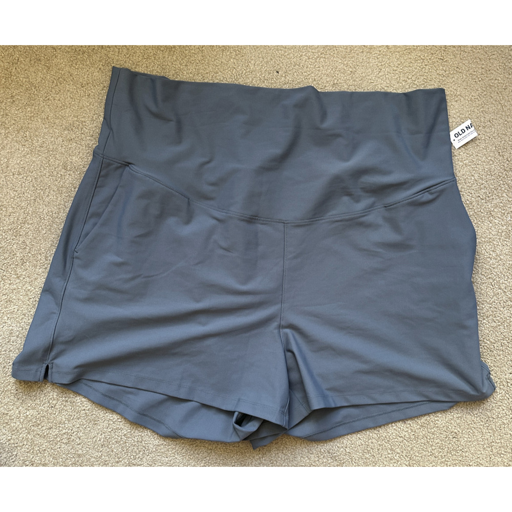 Old Navy Maternity Rollover Waist PowerSoft Short 3" inseam Ocean Shale Blue XXL - Picture 2 of 8
